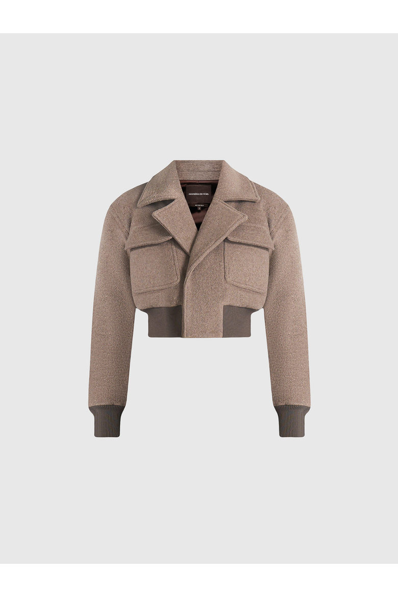 Cosette Wool Lapel Bomber Jacket, Alternate, color, Taupe