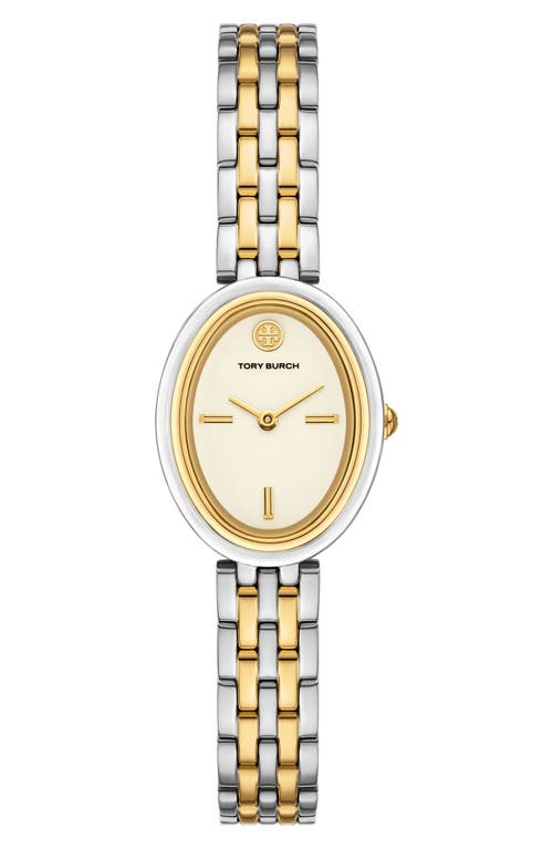 Tory Burch Women's The Oval Two-tone Stainless Steel Bracelet Watch 22mm In Two Tone