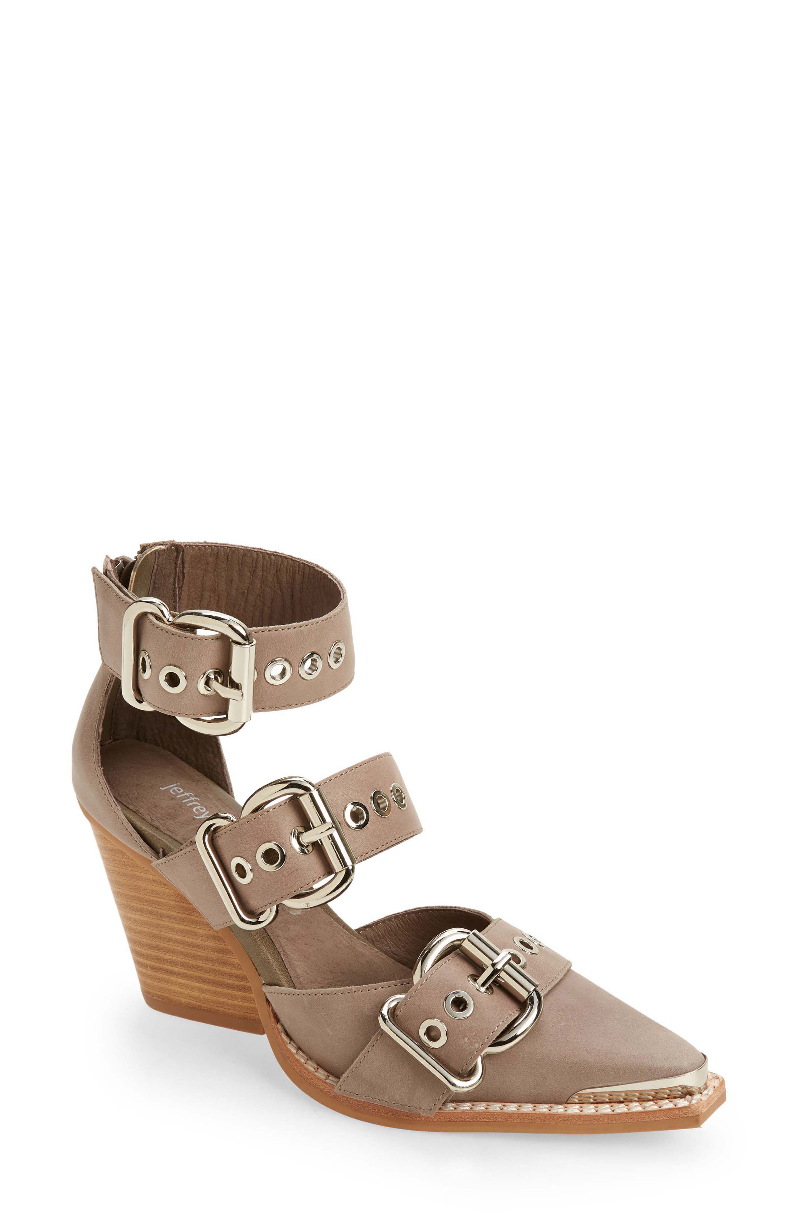 Emilia Buckle Cutout Boot, Main, color, TAUPE LEATHER