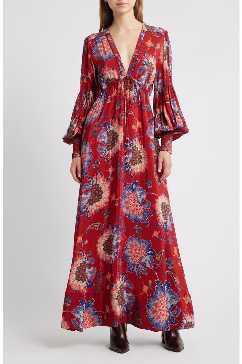 Luang Long Sleeve Maxi Dress, Main, color, RED