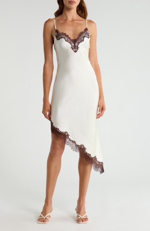 Posie Lace Trim Asymmetric Slipdress