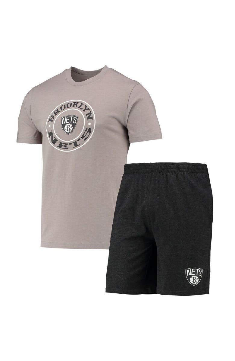 CONCEPTS SPORT Men's Concepts Sport Black/Gray Brooklyn Nets T-Shirt & Shorts Sleep Set, Main, color, Black
