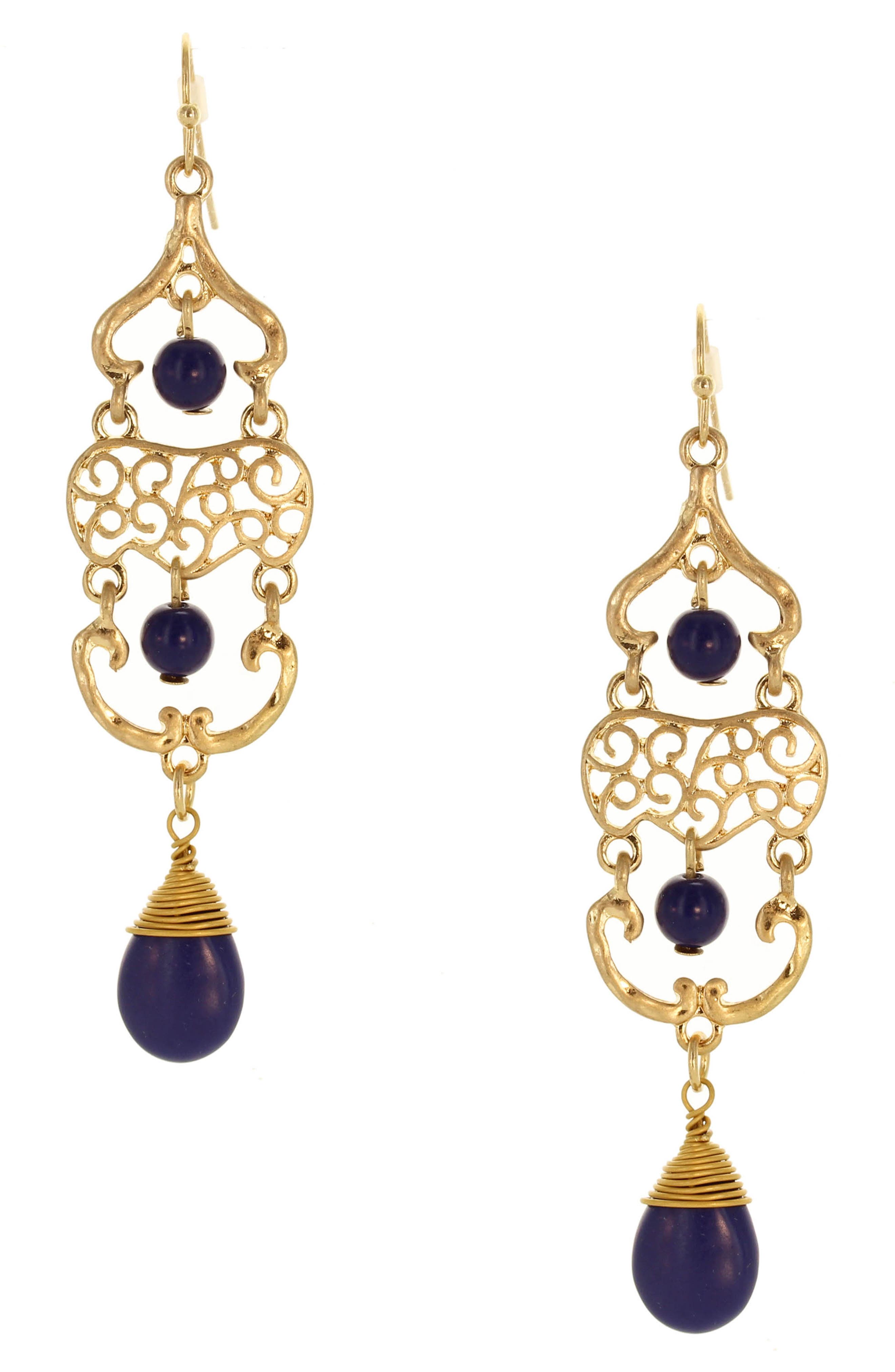 OLIVIA WELLES Edith Beaded Filigree Drop Earrings