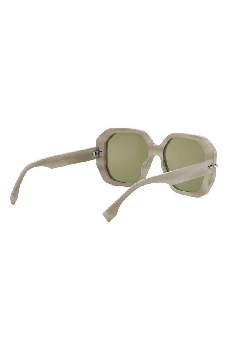 Fendi Selleria Square Sunglasses, Alternate, color, Beige Horn / Green Mirror