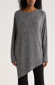 PATRIZIA LUCA Long Sleeve Asymmetrical Hem Tunic Knit Top