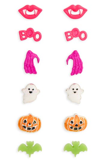 Leith Set Of 6 Boo Stud Earrings In Multi