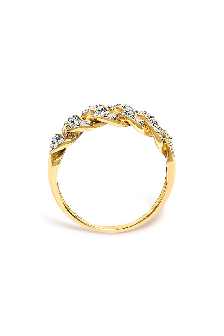 14K Yellow Gold Plated Sterling Silver 1/3 ctw Diamond Curb Link Band Ring, Alternate, color, Yellow Gold over Silver
