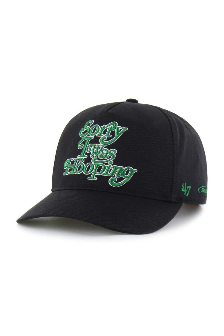Men's Brand Seen by '47 Black Boston Celtics Sorry I Was Hooping Hitch Adjustable Hat, Alternate, color, Black