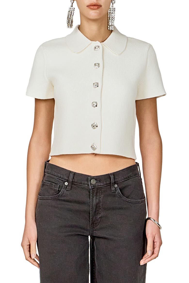 Jewel Buttoned Top, Main, color, IVORY
