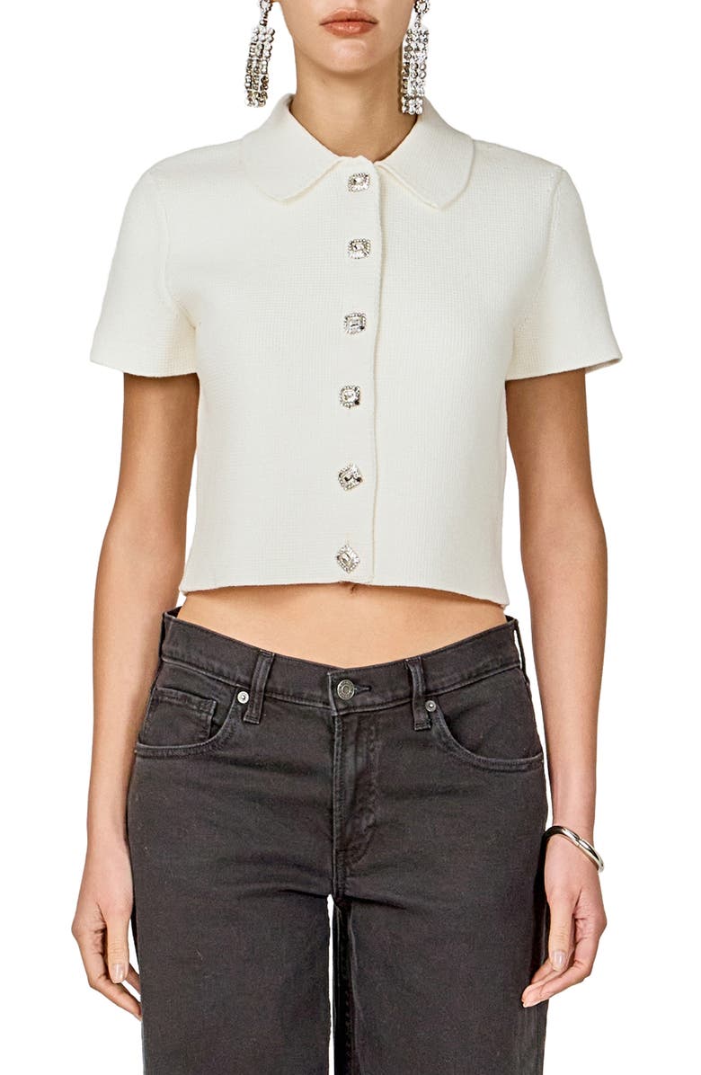 Endless Rose Jewel Buttoned Top, Main, color, Ivory