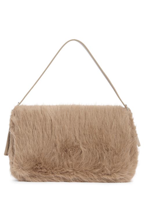 Bcbg Faux Fur Buckle Shoulder Bag In Brown