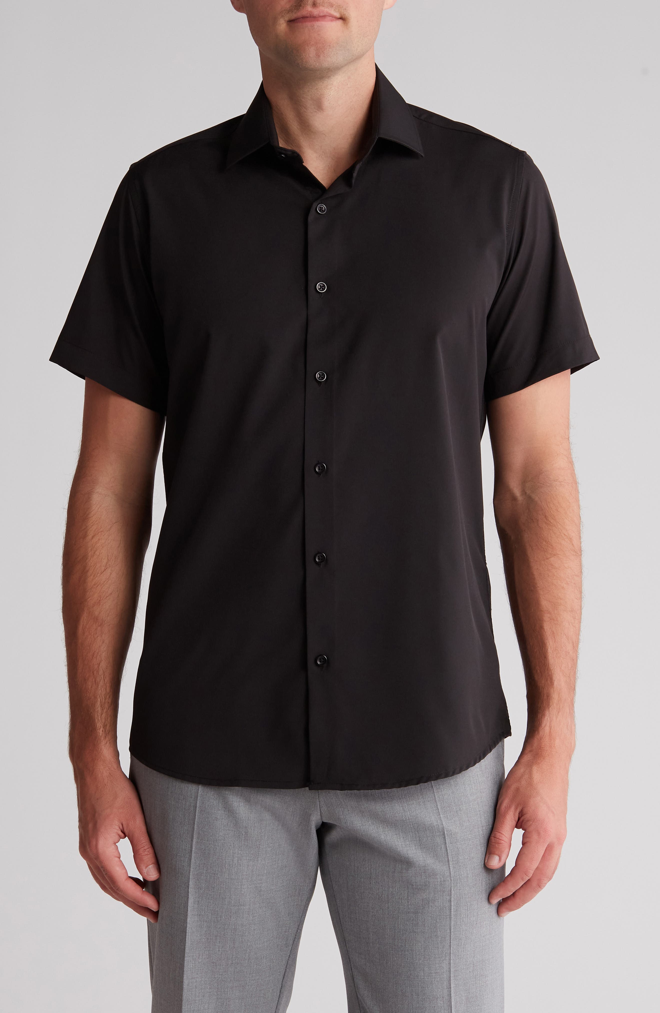 TOM BAINE Slim Fit Performance Short Sleeve Button-Up Shirt
