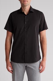 TOM BAINE Slim Fit Performance Short Sleeve Button-Up Shirt