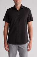 TOM BAINE Slim Fit Performance Short Sleeve Button-Up Shirt