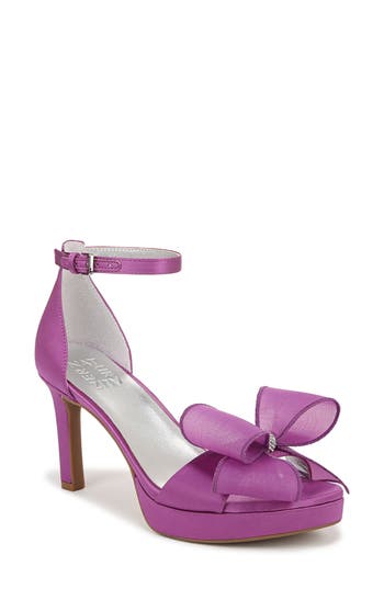 Naturalizer Always Bow Ankle Strap Platform Sandal In Hyper Violet Satin