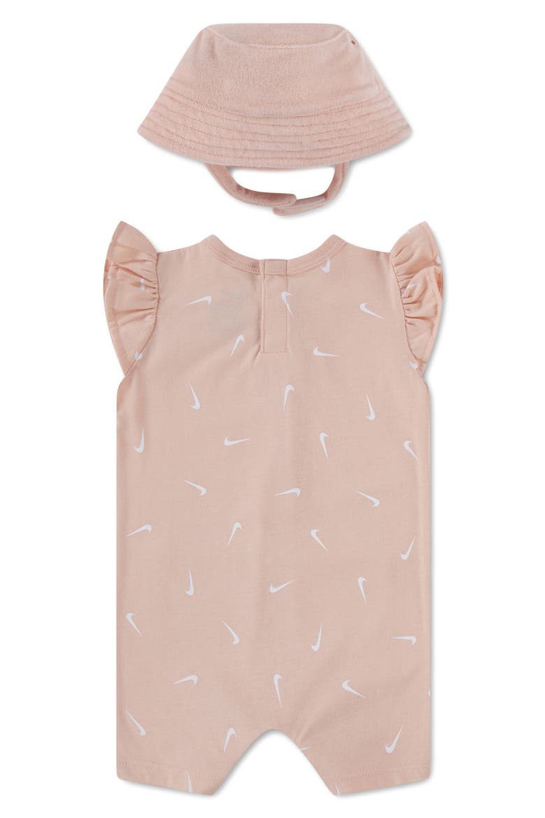 Essentials Romper & Terry Cloth Bucket Hat, Alternate, color, ARCTIC ORANGE