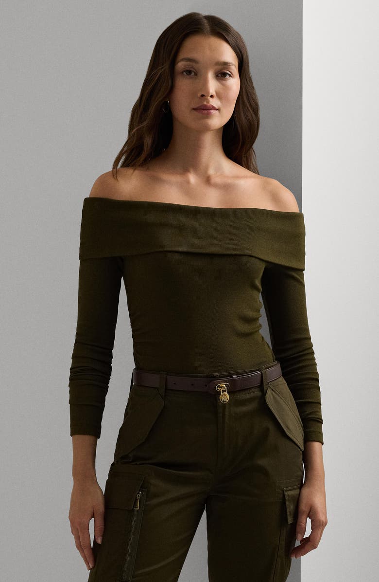 Lauren Ralph Lauren Rib Off the Shoulder Top, Alternate, color, 