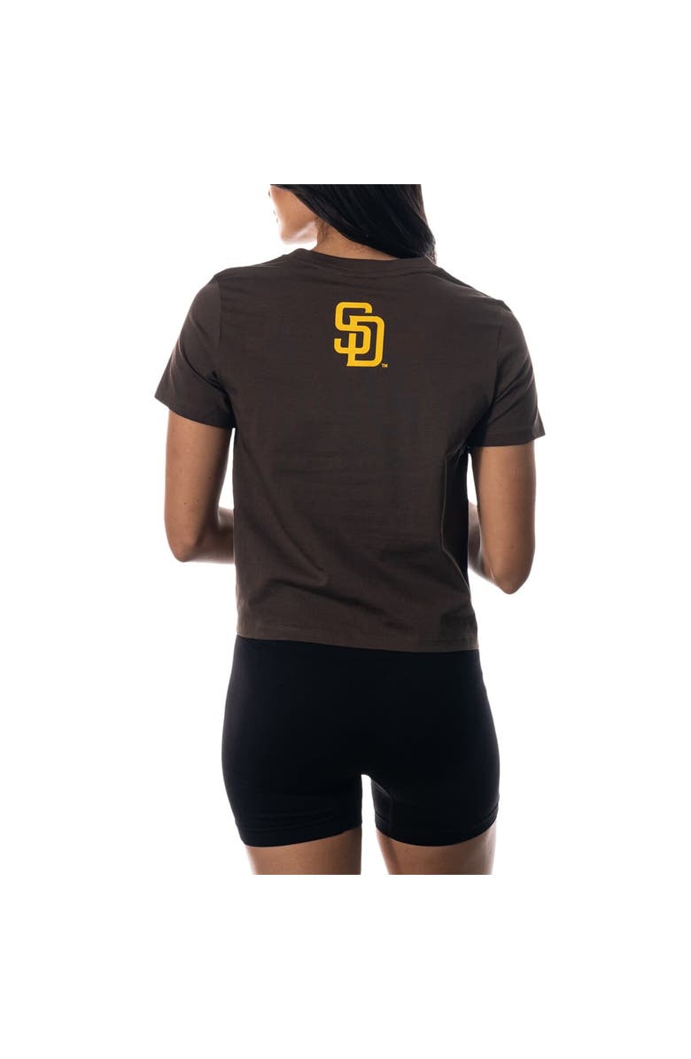 THE WILD COLLECTIVE Women's The Wild Collective Brown San Diego Padres Twist Front T-Shirt, Alternate, color, 