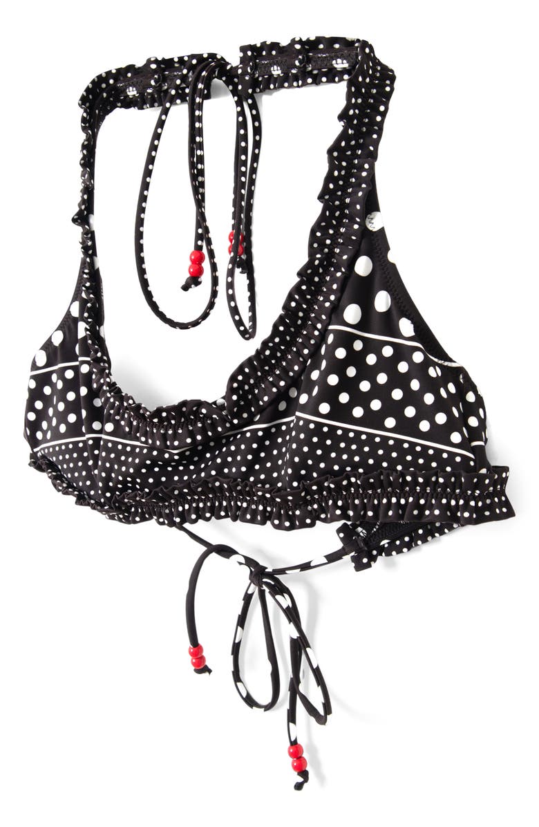 Damson Madder Cove Dot Ruffle Swim Top, Alternate, color, Multi