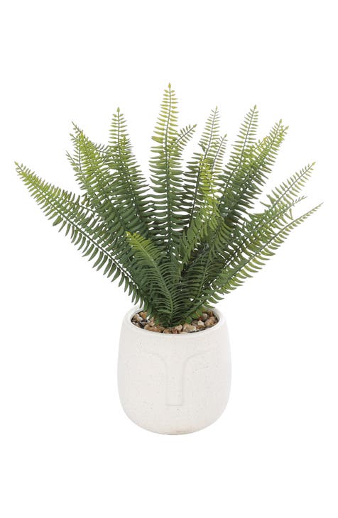 Green Faux Foliage Artificial Potted Plant