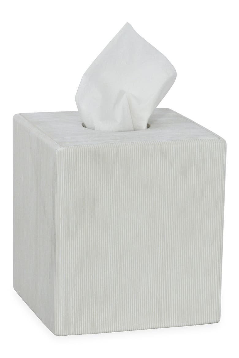 Fine Lines Ceramic Tissue Box Cover, Main, color, WHITE
