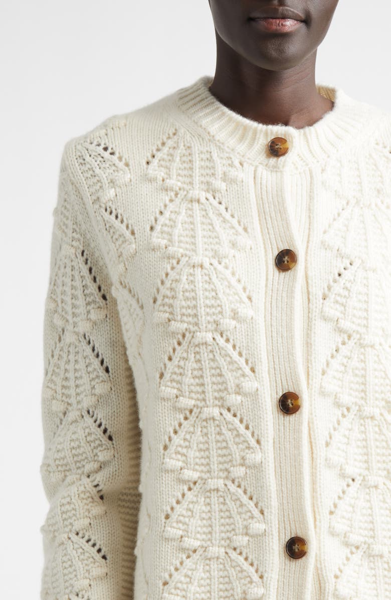 LOULOU DE SAISON Back 3D Shell Knit Cashmere Cardigan, Alternate, color, Ivory