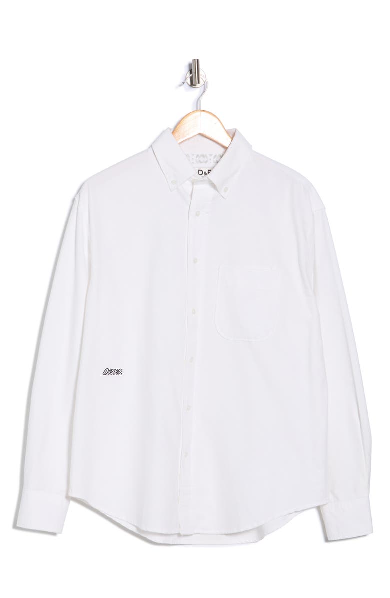 DENIM AND FLOWER Button-Down Shirt, Alternate, color, Off White