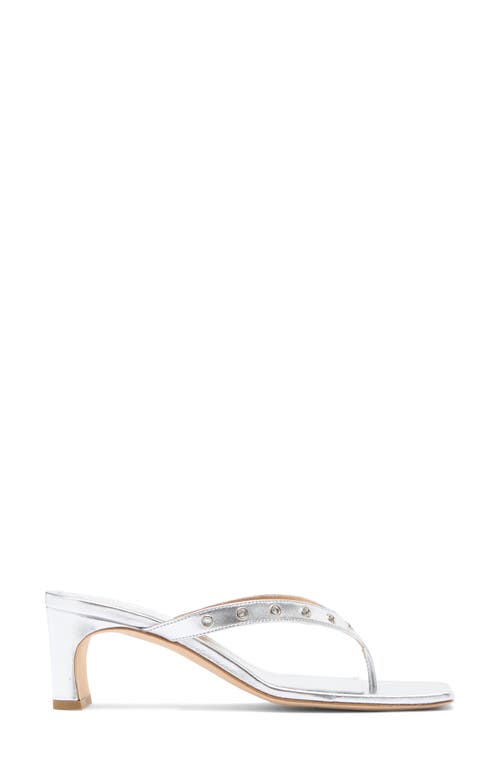 Aeyde Riva Rivet Slide Sandal In Silver