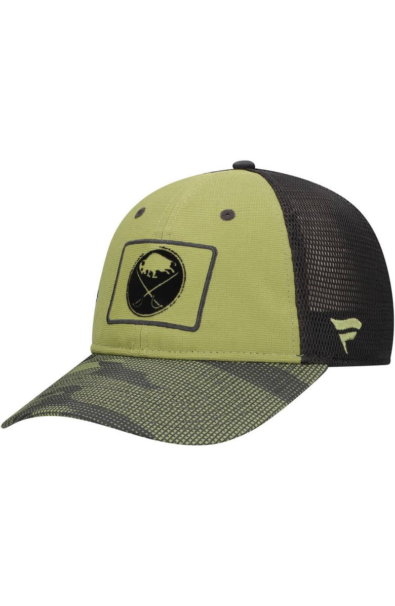FANATICS Men's Fanatics  Olive Buffalo Sabres Military Appreciation Trucker Adjustable Hat, Alternate, color, 