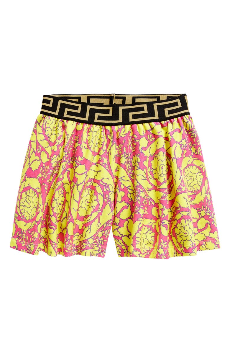 Versace Kids' Barocco Print Cotton Shorts, Main, color, 
