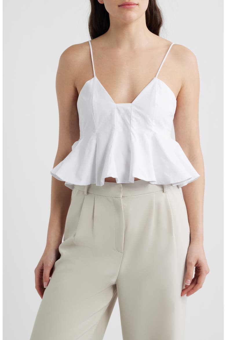Azores Seamed Peplum Cotton Top, Main, color, OFF WHITE
