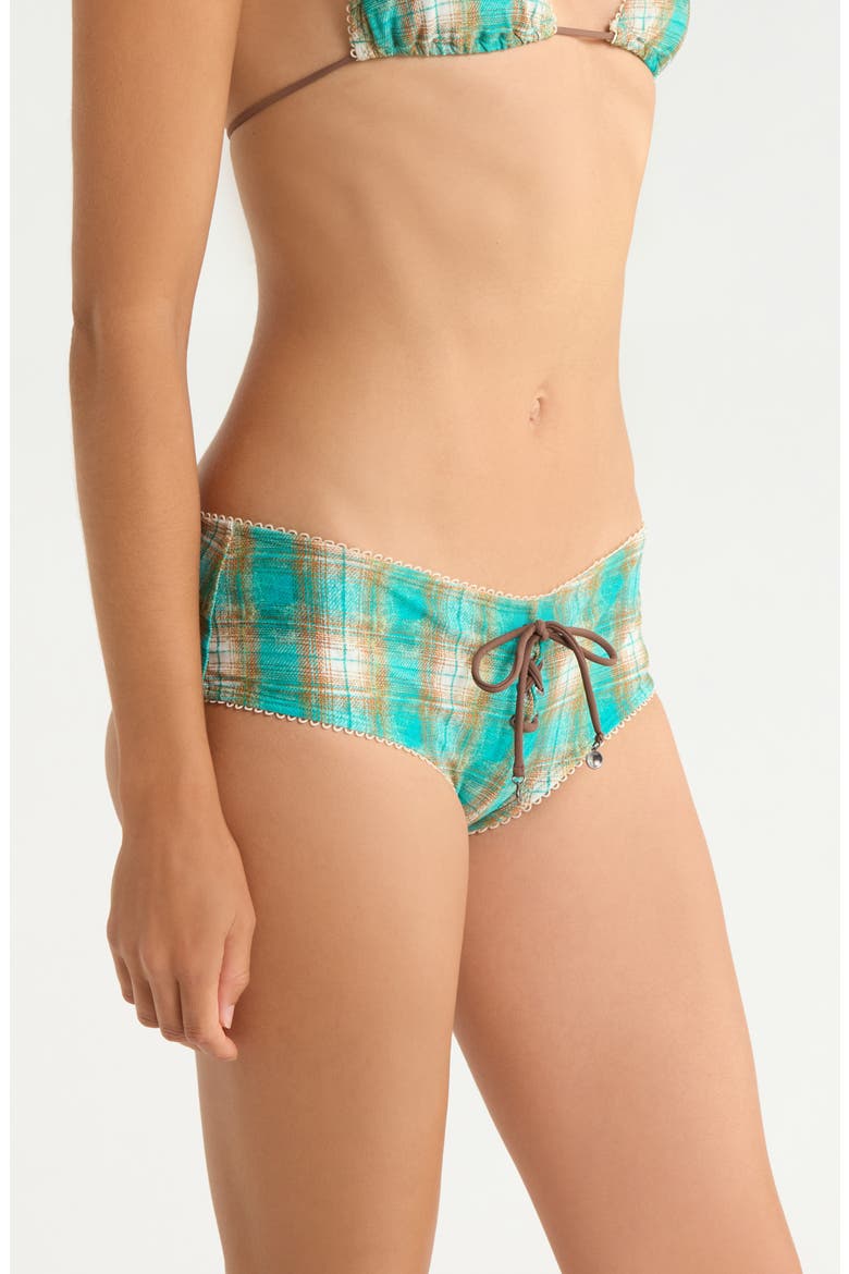 Lace-Up Micro Bikini Bottoms, Alternate, color, TEAL
