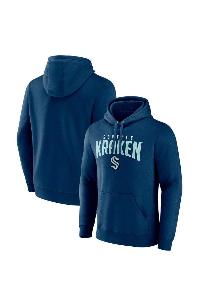 FANATICS Men's Fanatics Branded Navy Seattle Kraken Special Edition 2.0 Big & Tall Wordmark Pullover Hoodie, Main, color, 