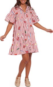 Petal & Pup Peachy Tiered Shirtdress