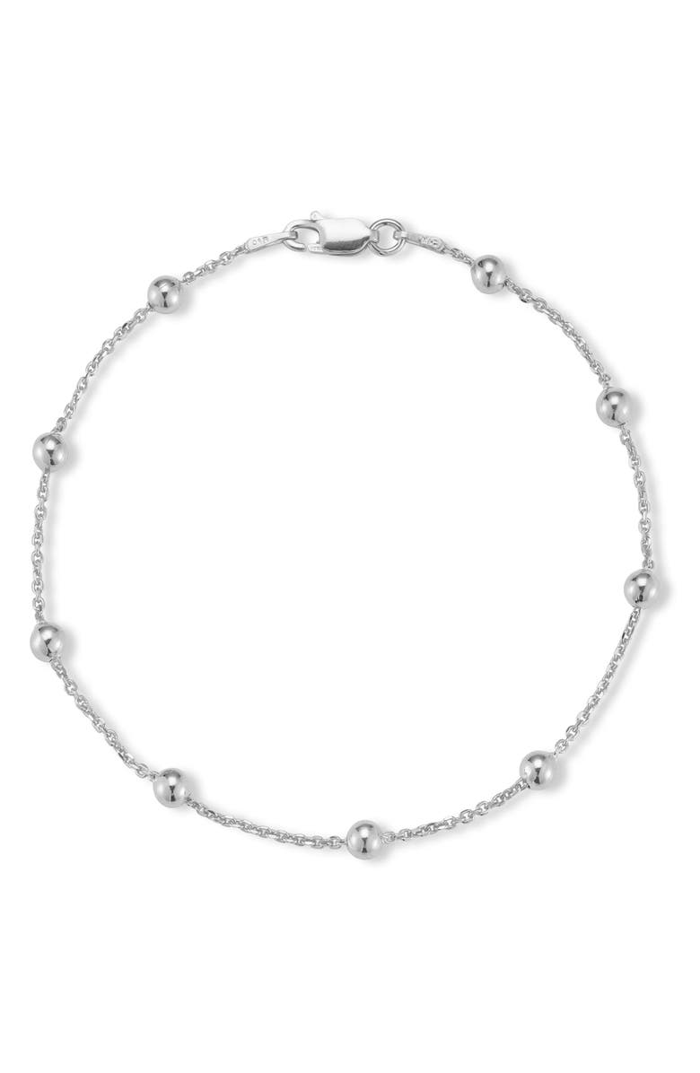 GLAZE JEWELRY Ball Station Bracelet, Main, color, Silver - 7 Inch