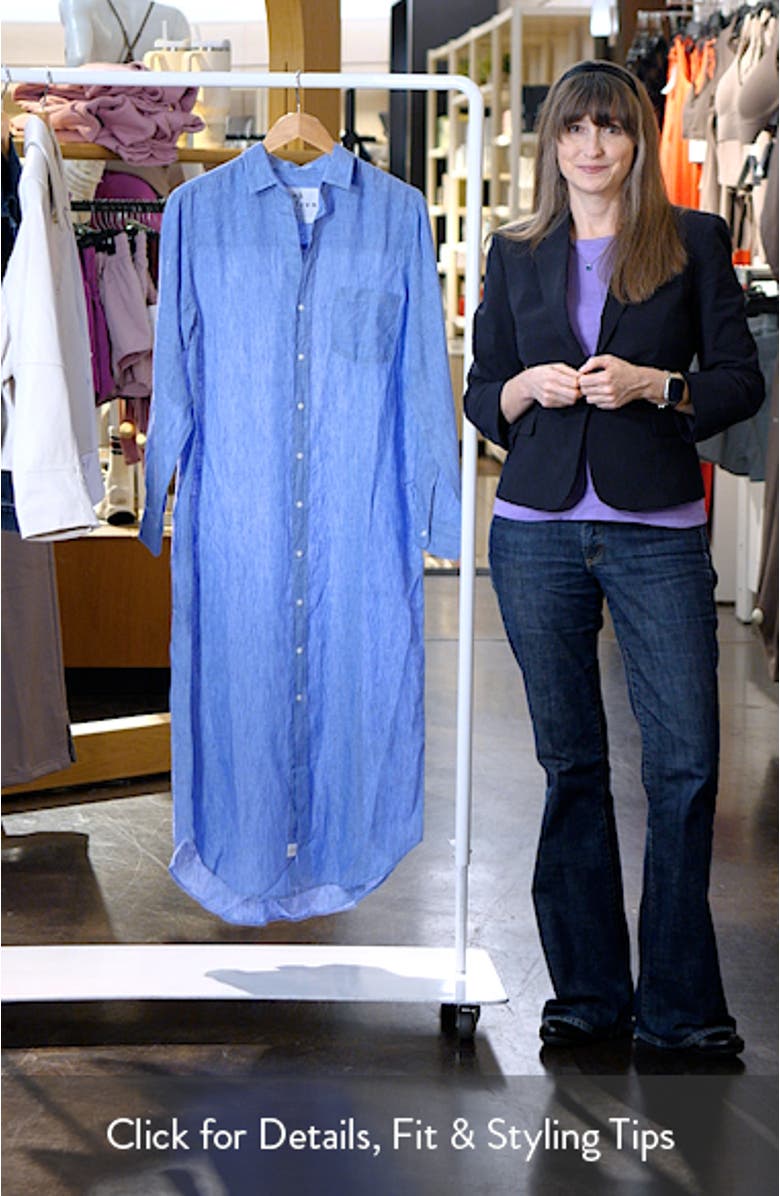 Long Sleeve Linen Midi Shirtdress, sales video thumbnail