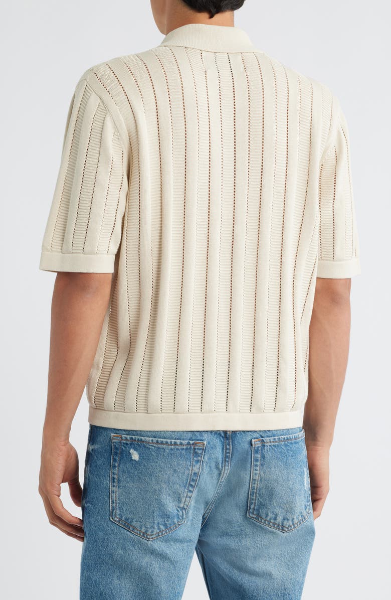 Corridor Ladder Knit Short Sleeve Button-Up Shirt, Alternate, color, Natural