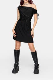 Disturbia Noctavia Cowl Neck Lace Up Mini Dress