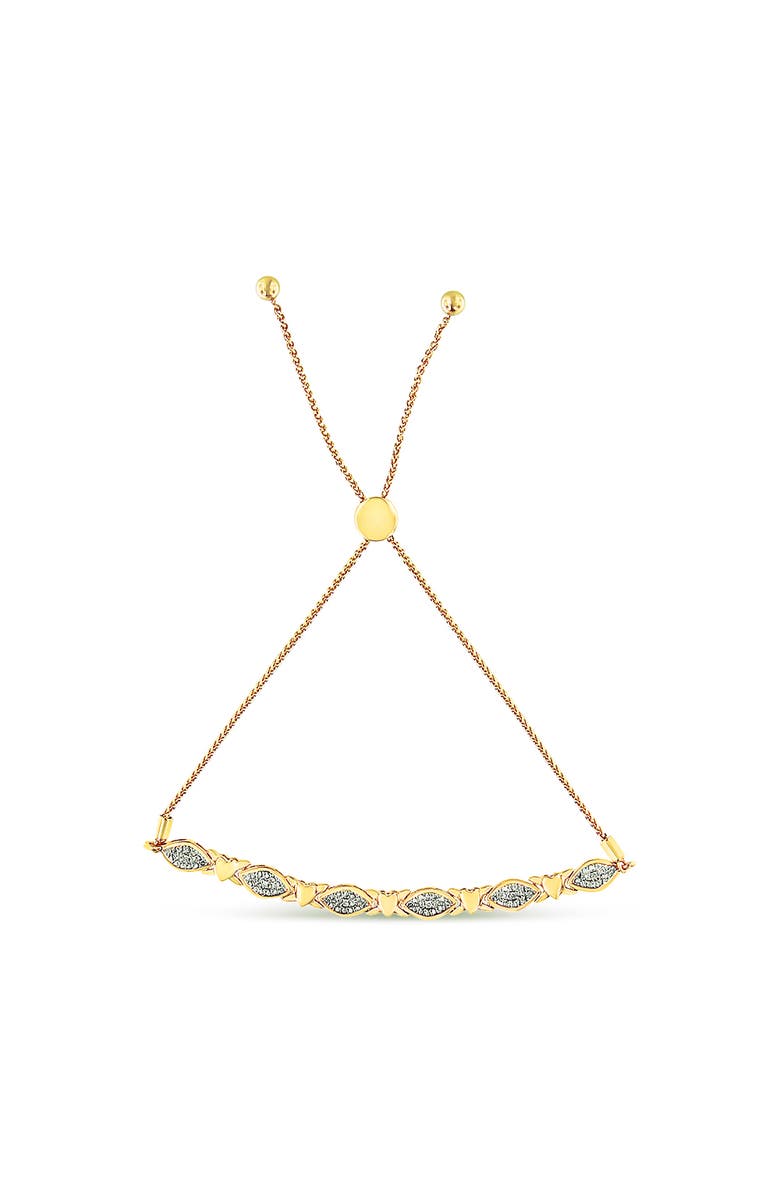 Haus of Brilliance Silver Diamond Accent Alternating Marquise Shape and Heart Links Bolo Bracelet, Alternate, color, Yellow Gold Over Silver