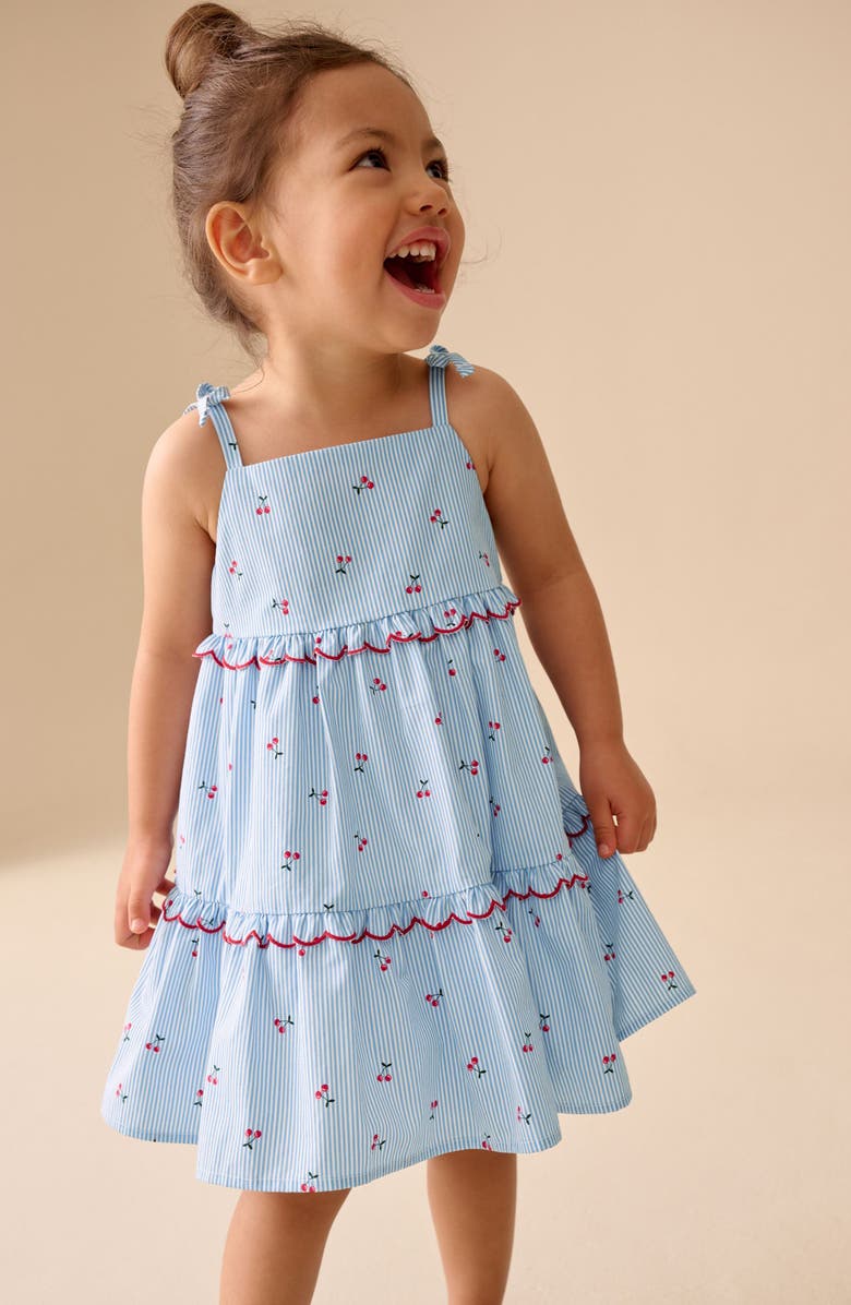 NEXT Kids' Cherry Stripe Sundress, Alternate, color, Blue