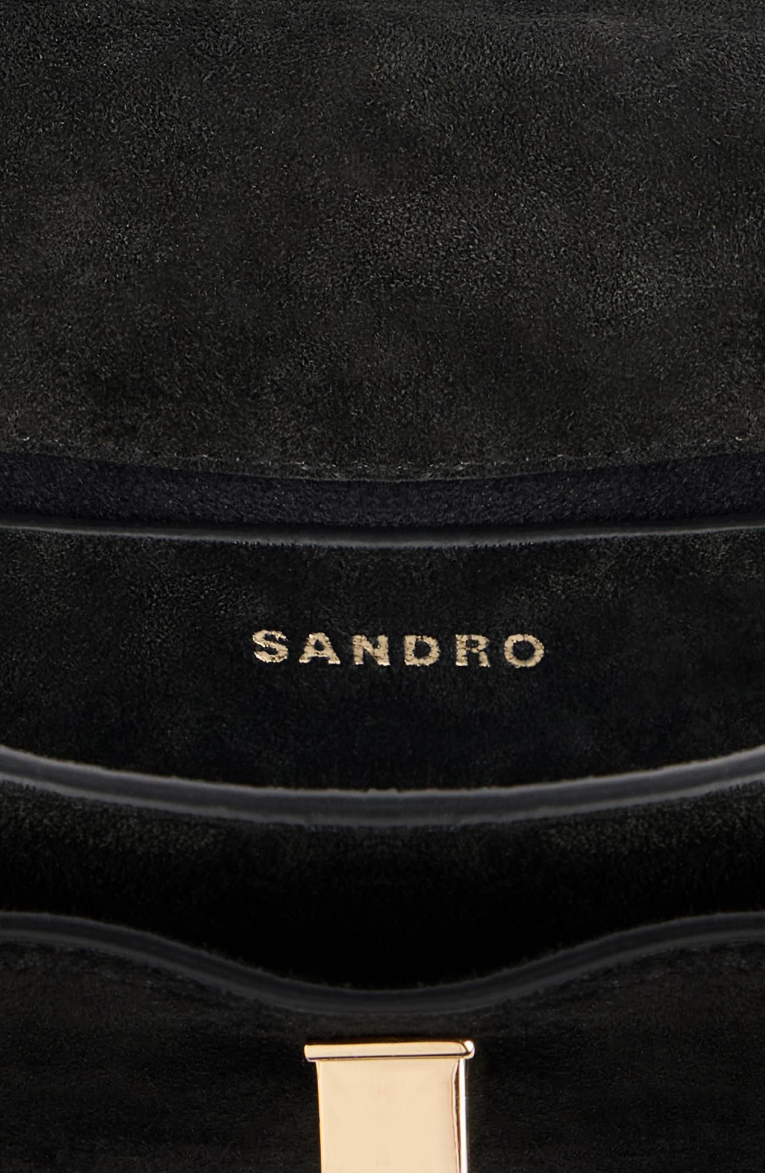 SANDRO Mini Mambo suede bag, Alternate, color, Black