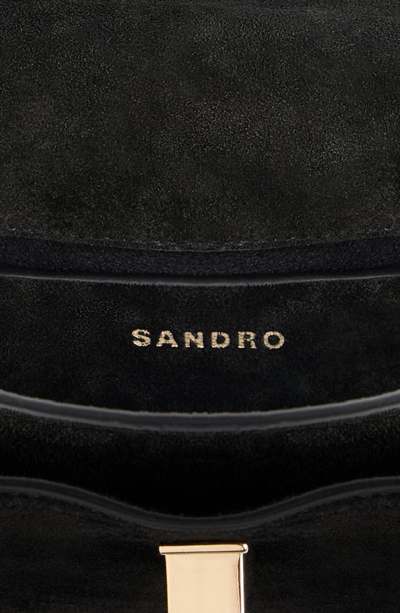 SANDRO Mini Mambo suede bag, Alternate, color, Black