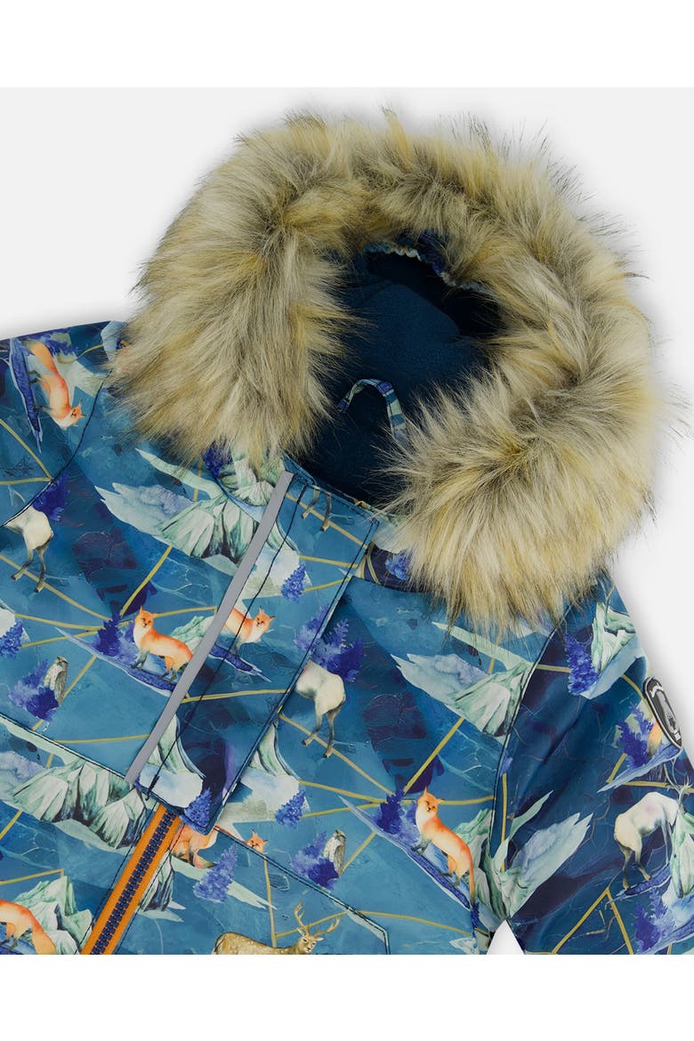 Baby Boy's Two Piece Baby Snowsuit Burnt Orange With Printed Animal And Glaciers, Alternate, color, Burnt Orange