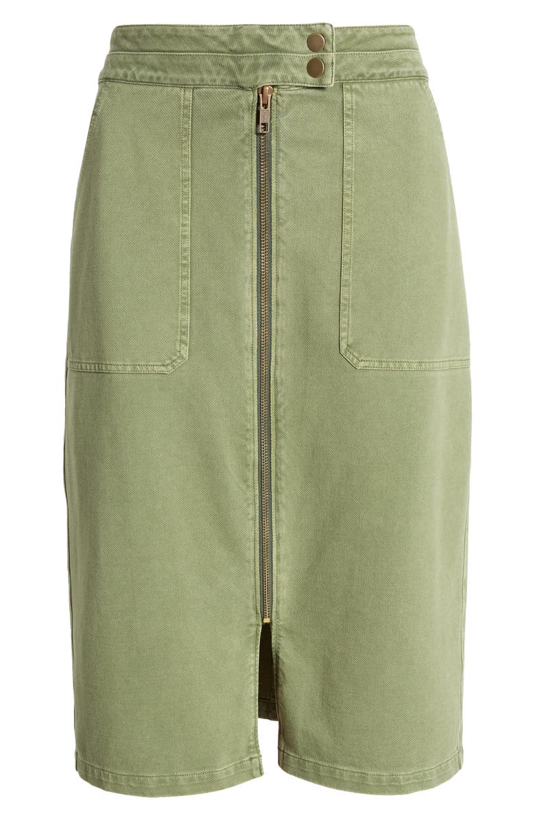 Caslon<sup>®</sup> Relaxed Zip Front Twill Midi Skirt, Alternate, color, 