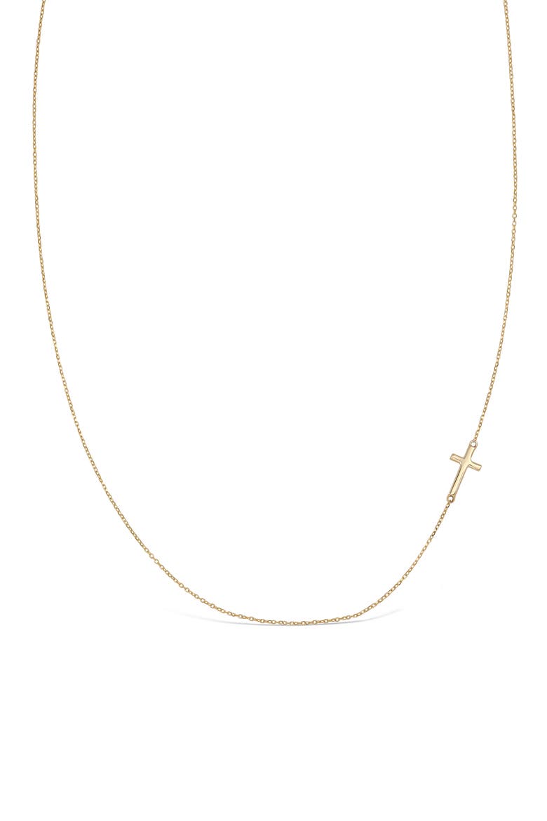 Sideways 14K Gold Cross Pendant Necklace, Main, color, YELLOW
