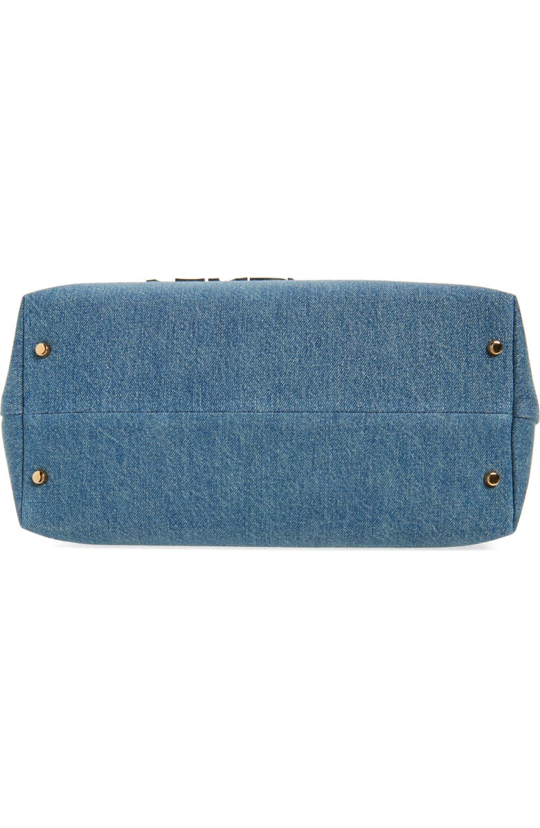 Versace Medium La Medusa Denim Tote, Alternate, color, Denim Brown Gold