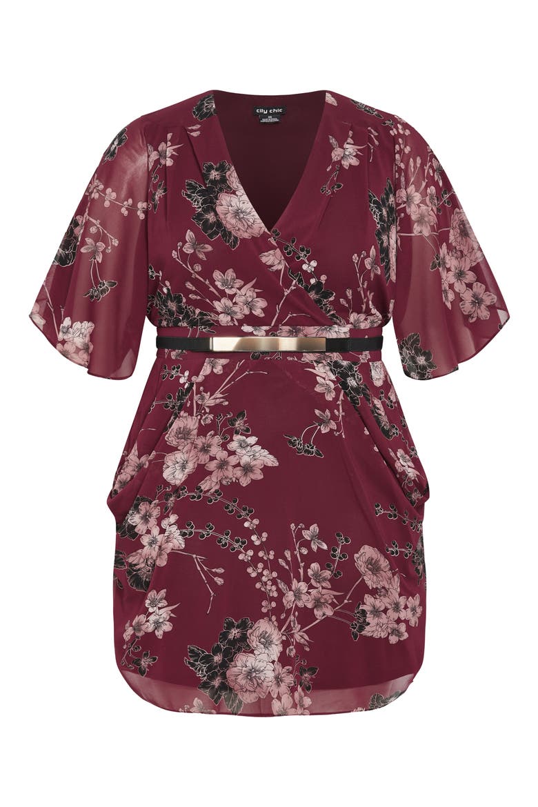 Floral Print Dress, Alternate, color, RUBY BOLD BLSM