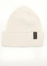 Portolano Cashmere beanie with leather tab