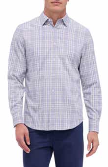 Bugatchi Karl Shaped Fit Plaid Performance Button-Up Shirt