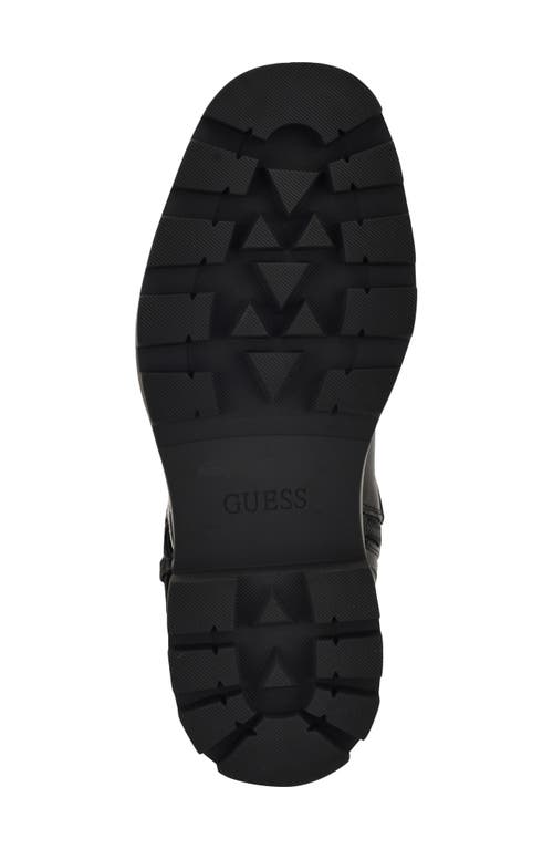Guess Womens Lynnie Tall Buckle Moto Lug Boots Regular Wide Calf In Black
